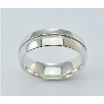 14K White Gold 9.01 Grams High Polished Men's Wedding Band