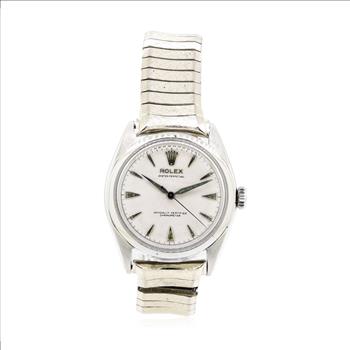 Rolex Oyster Perpetual Vintage 34mm Stainless Steel Watch on Elastic Strap 6084