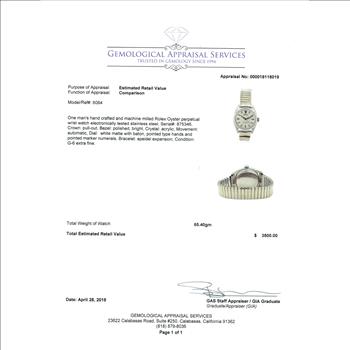 Rolex Oyster Perpetual Vintage 34mm Stainless Steel Watch on Elastic Strap 6084