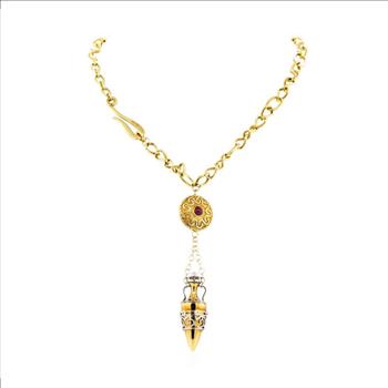 Artlinea Design 14K Yellow Gold 22.95 Grams Link Chain Charm Necklace