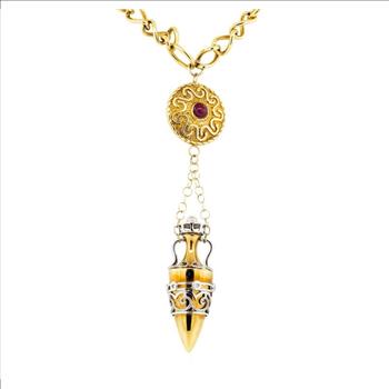 Artlinea Design 14K Yellow Gold 22.95 Grams Link Chain Charm Necklace