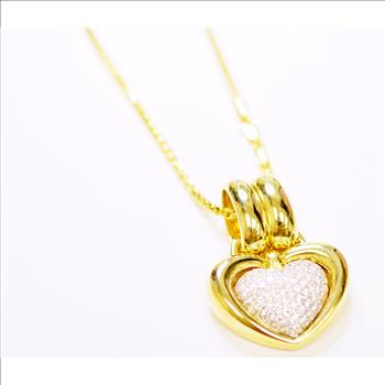 Chimento Design 18K Yellow Gold 30.95 Grams Pave Set Round Diamond Heart Pendant With Gold Chain Necklace