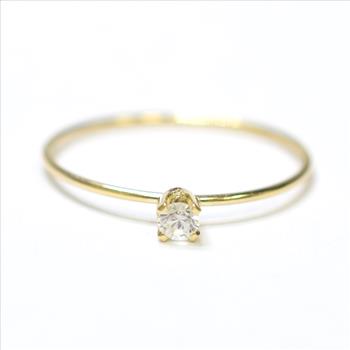 14K Yellow Gold Round Diamond Solitaire Ring 