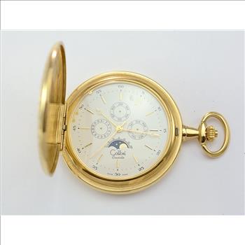 Colibel White Dial Pocket Watch in Yellow Gold Overlay