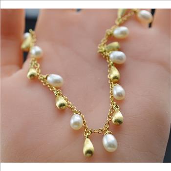 Designer Roberto Coin Solid 18K Gold Pearl and Ruby Necklace 15.02 Grams Made in Italy