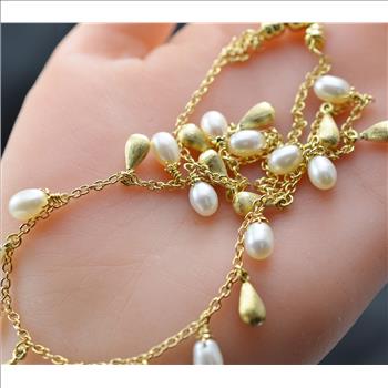 Designer Roberto Coin Solid 18K Gold Pearl and Ruby Necklace 15.02 Grams Made in Italy