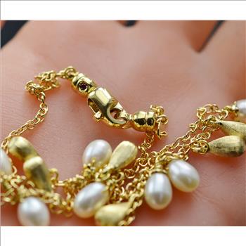 Designer Roberto Coin Solid 18K Gold Pearl and Ruby Necklace 15.02 Grams Made in Italy