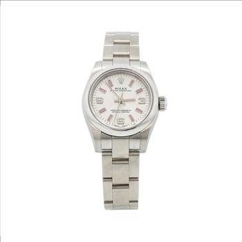 Rolex Oyster Perpetual Stainless Steel Silver Dial Lady's Watch With Authenticity Card