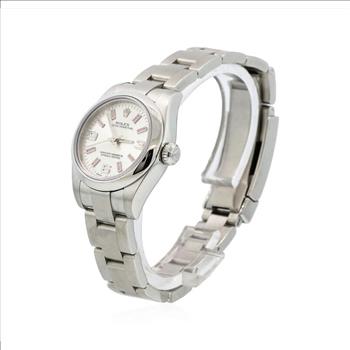 Rolex Oyster Perpetual Stainless Steel Silver Dial Lady's Watch With Authenticity Card