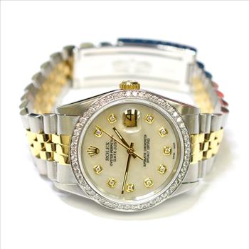 Rolex DateJust 36mm Stainless Steel and 18K Gold Custom Diamonds Watch R16233