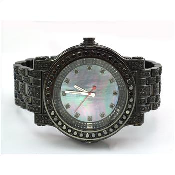 Techno JPM Stainless Steel Mother of Pearl Dial With Factory Black Diamond Dial PVD Watch