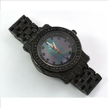 Techno JPM Stainless Steel Mother of Pearl Dial With Factory Black Diamond Dial PVD Watch