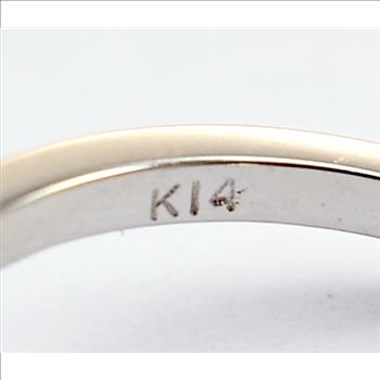 14K White Gold 3.60 Grams Opal and Diamond Dinner Ring