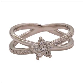 Platinum 5.95 Grams Flower Cluster Style Diamond Split Shank Ring