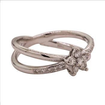Platinum 5.95 Grams Flower Cluster Style Diamond Split Shank Ring