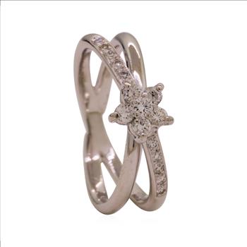 Platinum 5.95 Grams Flower Cluster Style Diamond Split Shank Ring