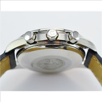 Omega Speedmaster Chronograph Stainless Steel Matte Black Dial Men's Watch on Black Leather Strap