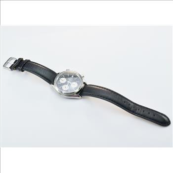 Omega Speedmaster Chronograph Stainless Steel Matte Black Dial Men's Watch on Black Leather Strap