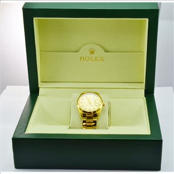 Rolex Date Stainless Steel With Yellow Gold Overlay Gold Dial Men's Watch