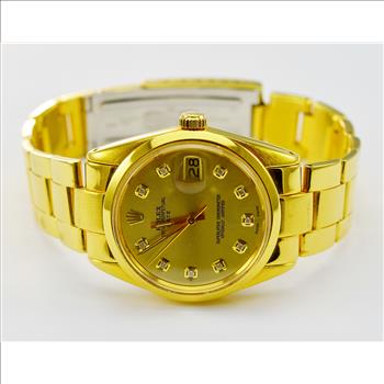 Rolex Date Stainless Steel With Yellow Gold Overlay Gold Dial Men's Watch