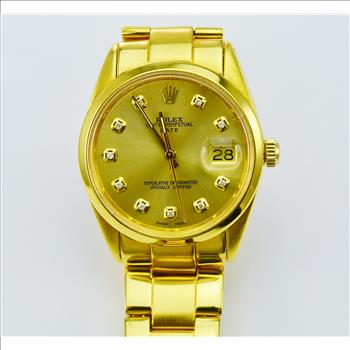 Rolex Date Stainless Steel With Yellow Gold Overlay Gold Dial Men's Watch