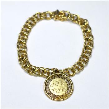 14K Yellow Gold 15.00 Grams Link Chain Bracelet With Circle 