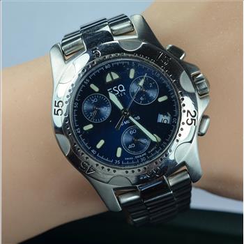 Stainless Steel ESQ Swiss Blue Chrono Dial Watch