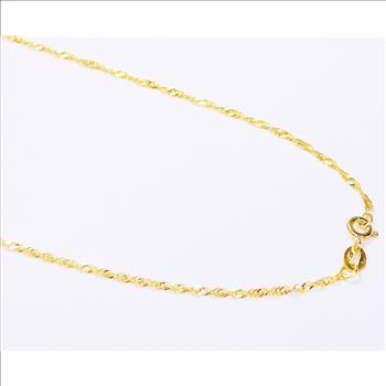 21K Yellow Gold 2.06 Grams Rope Chain Necklace 