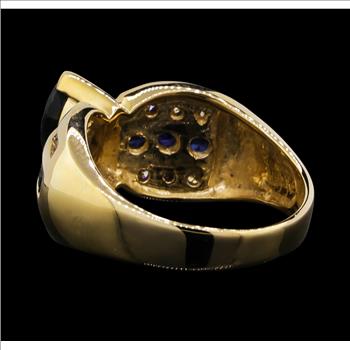 14K Yellow Gold 6.86 Grams Sapphire and Diamond Lady's Ring