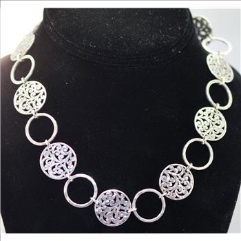 Lois Hill 925 Silver 47 Grams Circle Link Chain Necklace 