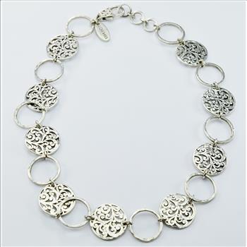 Lois Hill 925 Silver 47 Grams Circle Link Chain Necklace 