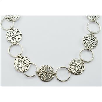 Lois Hill 925 Silver 47 Grams Circle Link Chain Necklace 