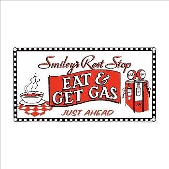 Smiley's EAT & GET GAS Tin Sign