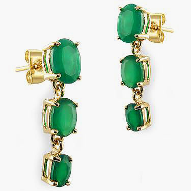 New 4.00 CTW Natural Green Agate & Diamonds Designer Earrings MSRP $1,275!