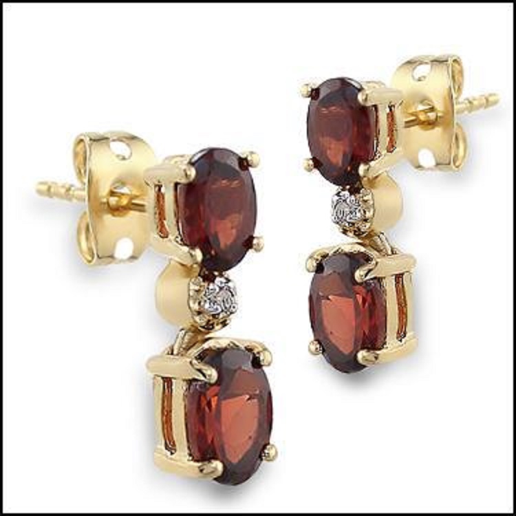 New 2.52 Ctw Natural Garnet & Diamonds 18K Gold Plated Designer Earrings MSRP $1,385!