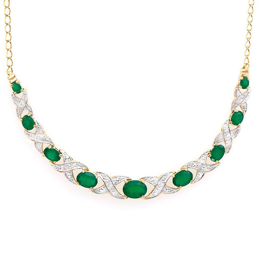 New 4.09 ctw Natural Green Agate & Diamond 18KGP Designer Necklace MSRP $1,875!