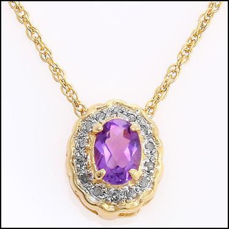 New 0.76 TW CTS Amethyst And Diamonds 18K Gold Plated Designer Pendant Necklace MSRP $1,675!