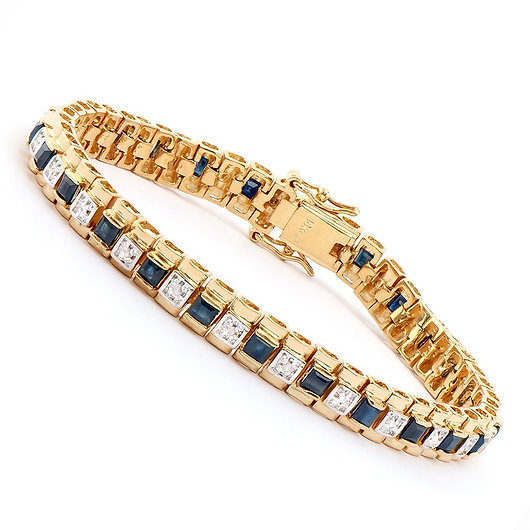 New 5.04 Ctw Natural Sapphire & Diamond 18KGP Designer Bracelet MSRP $2,465