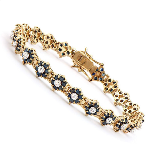 6.71 Ct Natural Sapphire Diamond 18K Gold Plated Designer Bracelet MSRP $2,875!