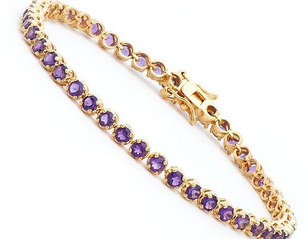New! 4.35 Ctw Natural Amethyst Designer 18KGP Bracelet MSRP $1,785!