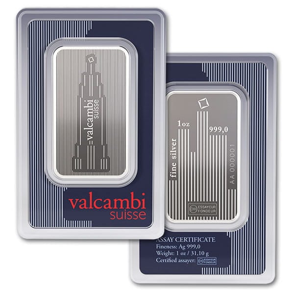 Great Investment! Valcambi 1 Ounce Skyline Silver Bar 1 Ounce .999 Pure  IRA Approved