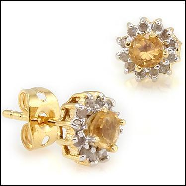 New!  0.62 Ctw Natural Citrine & Diamond Designer 18KGP Earrings MSRP $1,595!