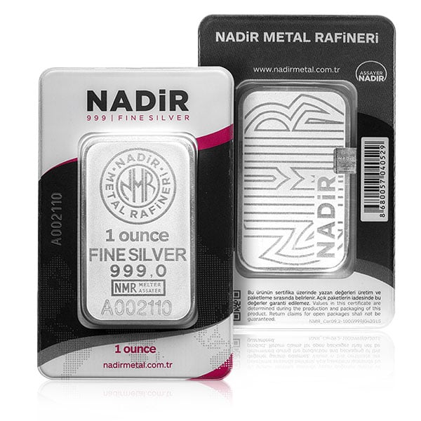 Great Investment! 1 Ounce Nadir Silver Bar - With Assay Package .999 Pure Silver IRA Approved
