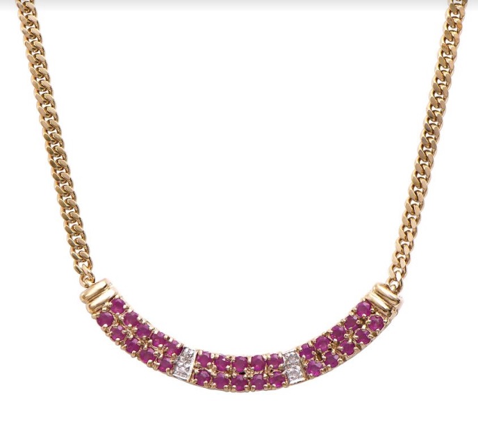 New! 2.29 Ctw Natural Ruby & Diamond 18KGP Designer Necklace MSRP $1,985!