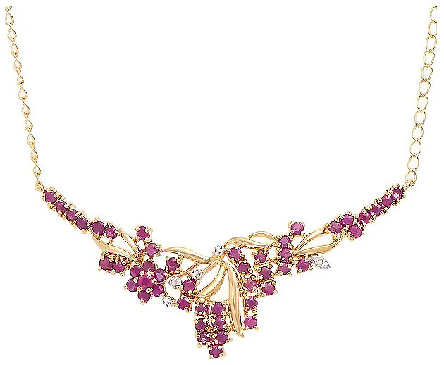 New! 3.30 Ctw Natural Ruby & Diamond 18KGP Designer Necklace MSRP $2,285!