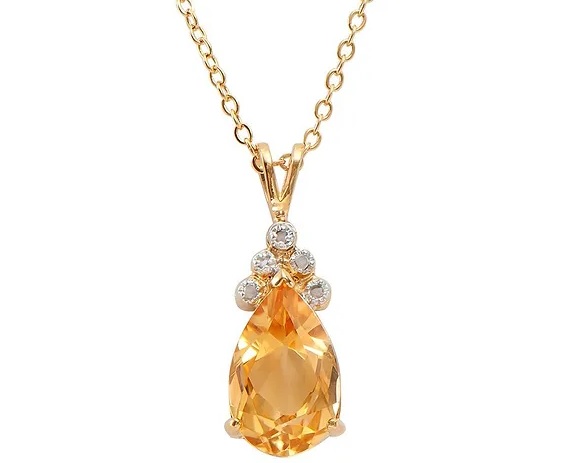New! 3.79 Ctw Natural Citrine & Diamond 18KGP Designer Necklace MSRP $1,795!