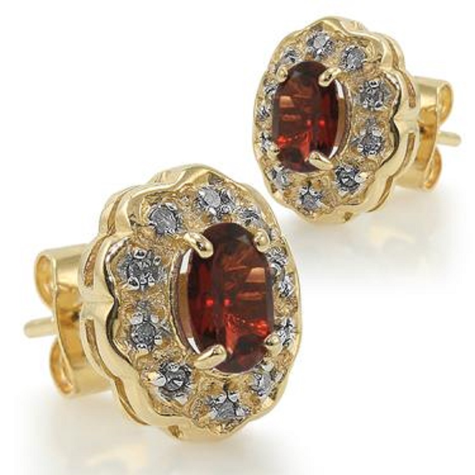 New! 1.02 Ctw Natural Garnet & Diamond 18KGP Designer Earrings MSRP $1,485!