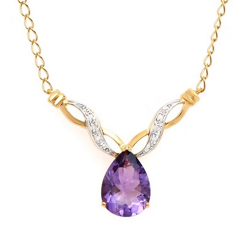 New! 3.61 Ctw Natural Amethyst & Diamond Designer 18KGP Necklace MSRP $1,885!