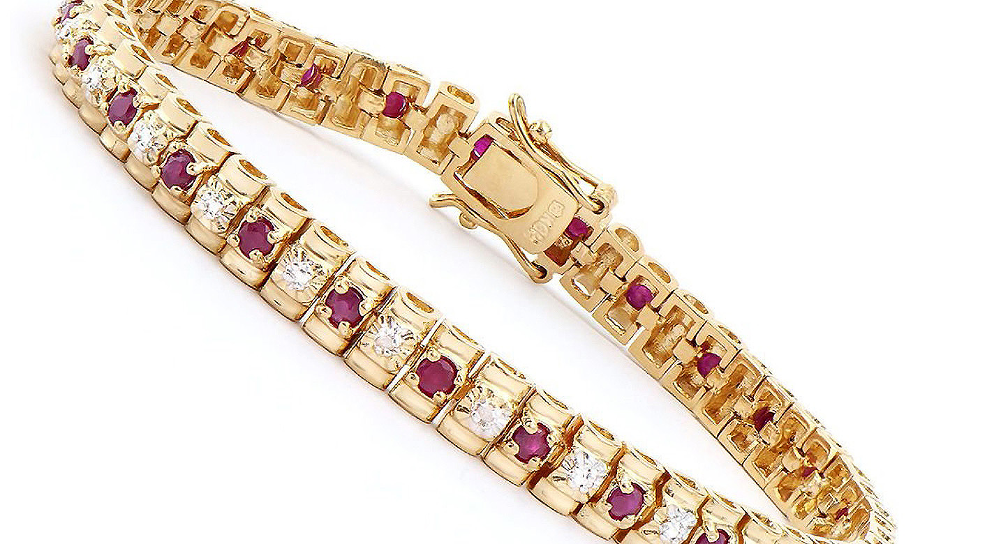 New! 2.52 Ctw Natural Ruby Diamond 18KGP Designer Bracelet MSRP $2,295