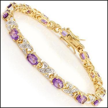 New 5.31 CTW Natural Amethyst & Diamond Designer Bracelet MSRP $2,365!